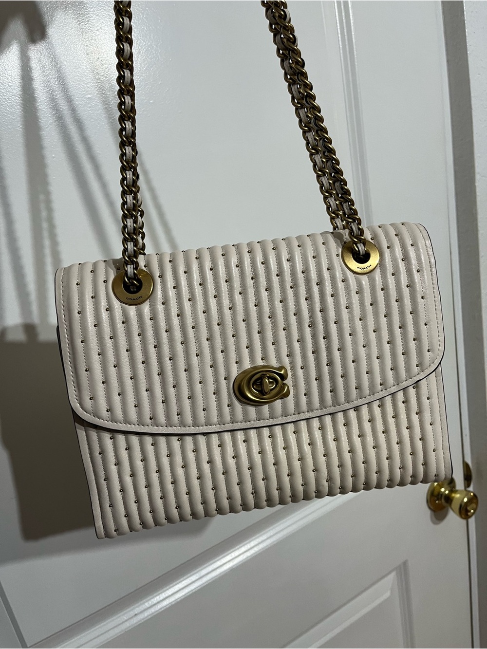 Coach Parker Linear Quilted with Rivets Stud Shoulder Bag